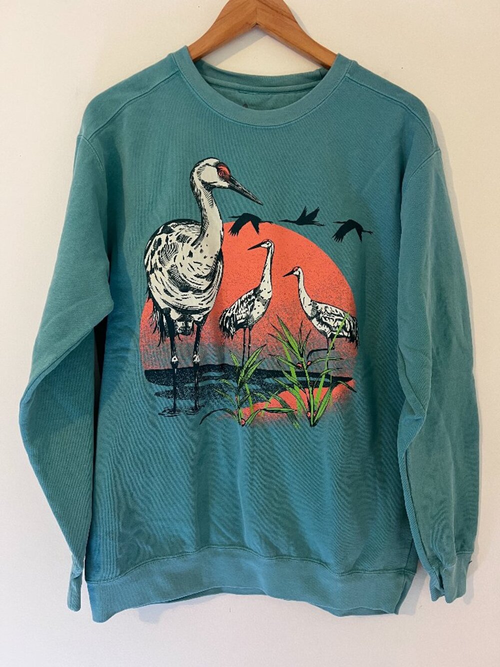 New Bird Collective Unisex Blue Green Crewneck Sweatshirt